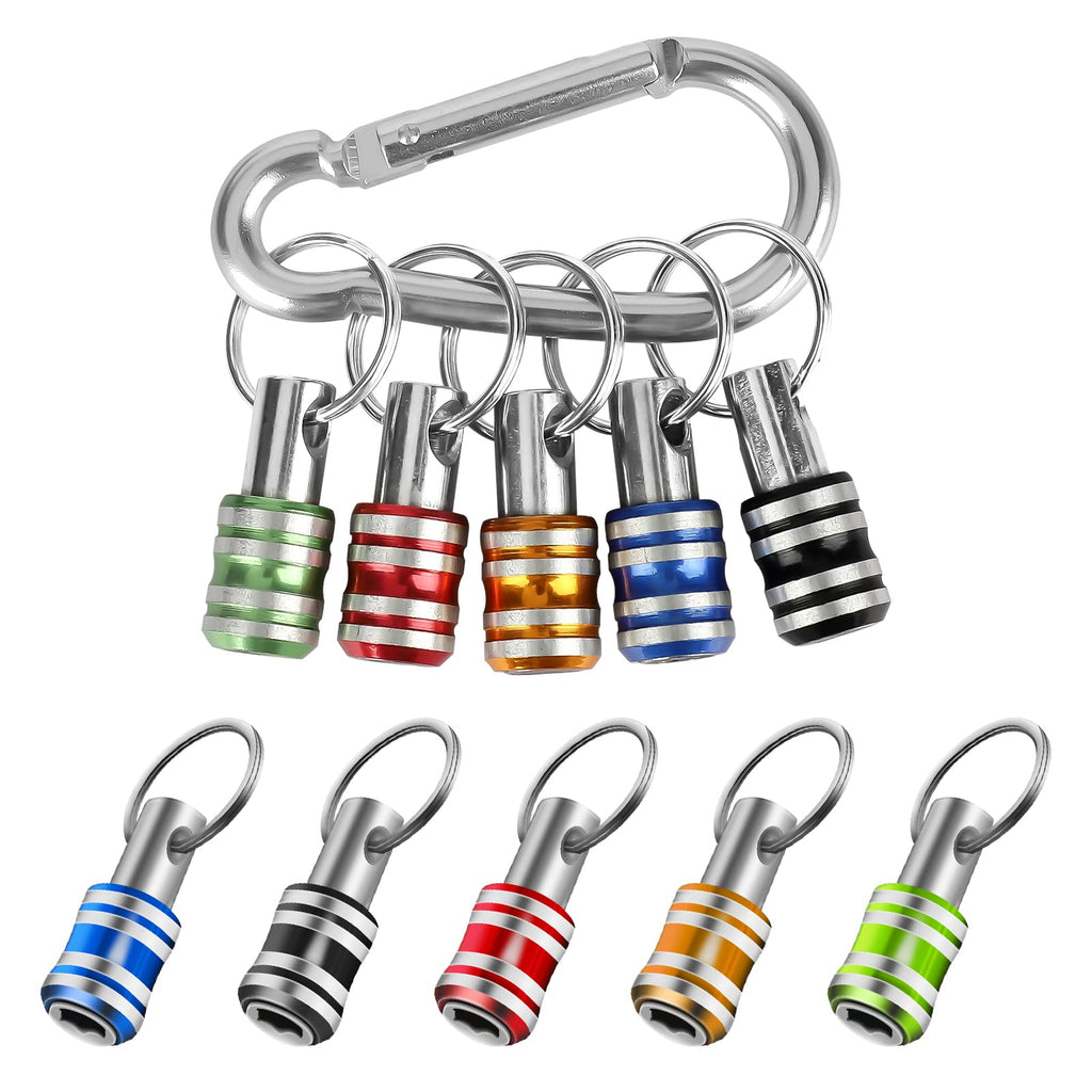  [AUSTRALIA] - Linkstyle 5PCS 1/4 Inch Hex Shank Screwdriver Bits Holder Extension Bar Keychain Screw Adapter Drill Fast Change Portable Hand-held Bit Holder for Electric Screwdrivers and Drill Bit (5 Colors) B-5 PCS
