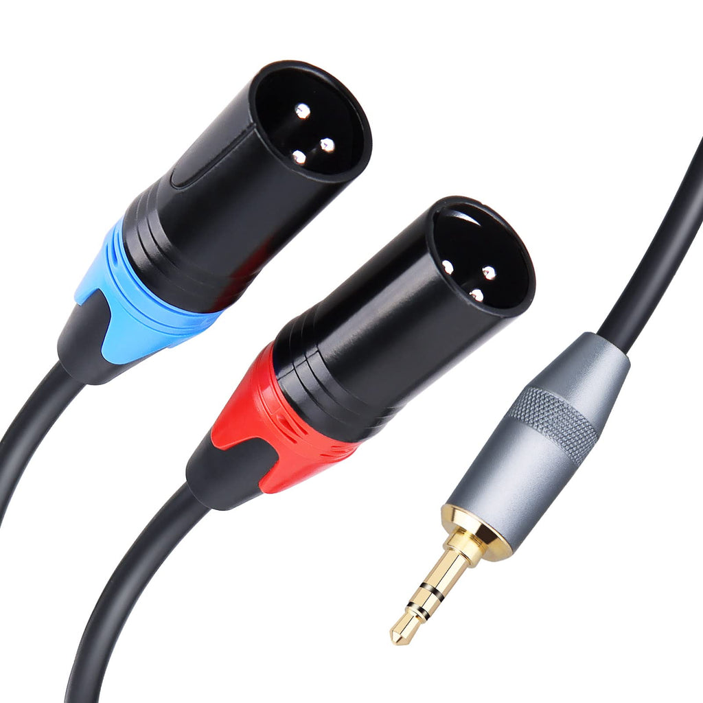  [AUSTRALIA] - HOSONGIN 1/8"(3.5mm) Stereo TRS Male to Dual XLR Male Splitter Y-Cable 6ft, Unbalanced Dual XLR Male to 1/8"(3.5mm) Mini Jack TRS Stereo Aux Interconnect Audio Mic Breakout Patch Cord - 6 Feet Black [2XLR-M-1/8TRS]