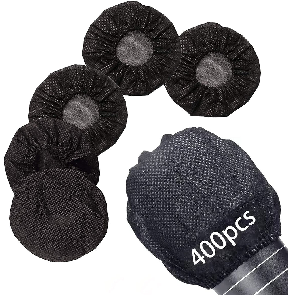  [AUSTRALIA] - 400pcs Microphone Cover Disposable,Mic Windscreen Non-Woven Handheld Mic Cover Black Pop Filter Individually Wrapped 400 Pcs