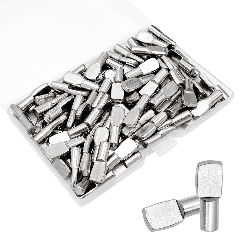  [AUSTRALIA] - 100 Pcs Shelf Pins Pegs,5mm Spoon Shape Nickel Plated Shelf Support Pegs,Bookshelf Pegs for Shelves,Cabinet Shelf Bracket Pegs Shelf Pins Holders for Kitchen Furniture & Closet