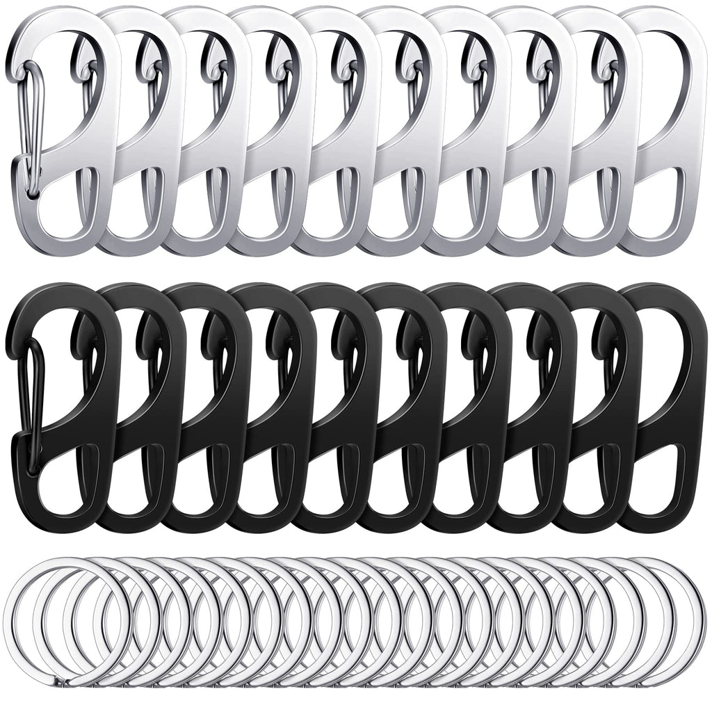  [AUSTRALIA] - 40 Pieces Mini Carabiner Clip Tiny Keychain Carabiner Mini Keyring for Backpack Bottle Keychain Accessories Black