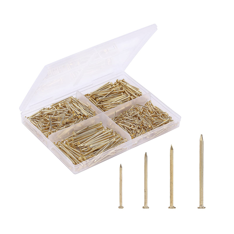  [AUSTRALIA] - Mr. Pen- Nail Assortment Kit, 600 Pcs, 4 Sizes, Gold, Small Nails, Nails for Hanging Pictures, Finishing Nails, Wall Nails for Hanging, Pin Nails, Hardware Nails, Assorted Nails, Galvanized Nails.