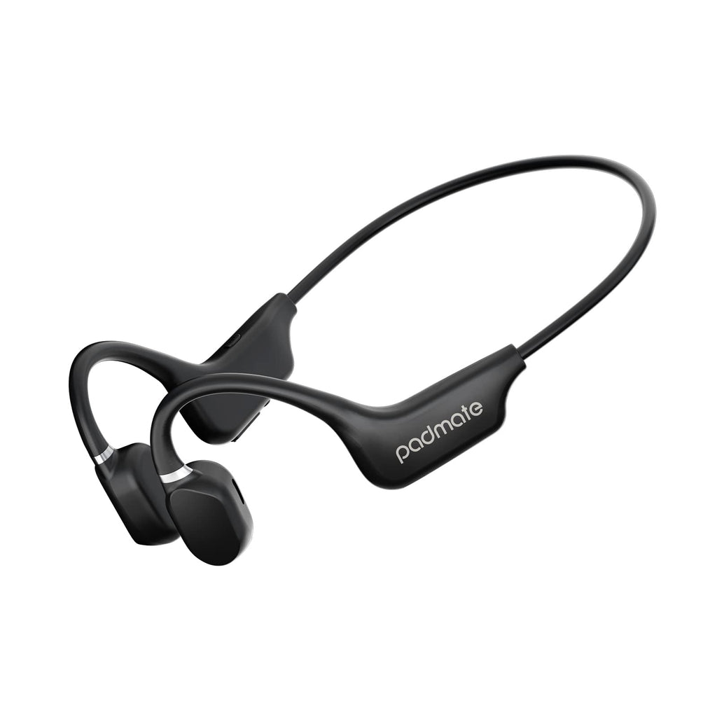  [AUSTRALIA] - Padmate Open-Ear Air Conduction Headphones Bluetooth Wireless Earbuds with Mic, Sport Headset Bluetooth 5.0 Wireless Earphones for Workouts, Foldable/Lightweight/8Hr Playtime/IP67 Waterproof (Black) Black