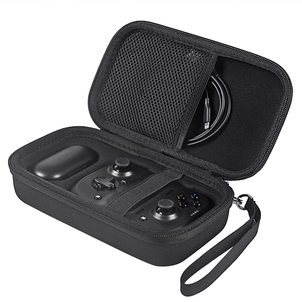  [AUSTRALIA] - Hard Eva Carrying Case Compatible with Razer Kishi Mobile Game Controller, Gaming Controller Holder Travel Case Earbuds Storage Bag Black