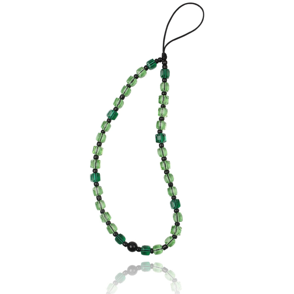  [AUSTRALIA] - TreaHome Phone Charm, Crystal Beaded Phone Chain, Cell Phone Charms for Phone Lanyard for Phone Case Key Wallet Camera Green Crystal