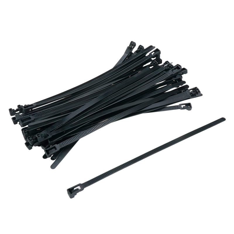  [AUSTRALIA] - Sydien 50Pcs 10 Inch Black Nylon Releasable Cable Ties Adjustable Self-locking Cable Ties 250mm*7