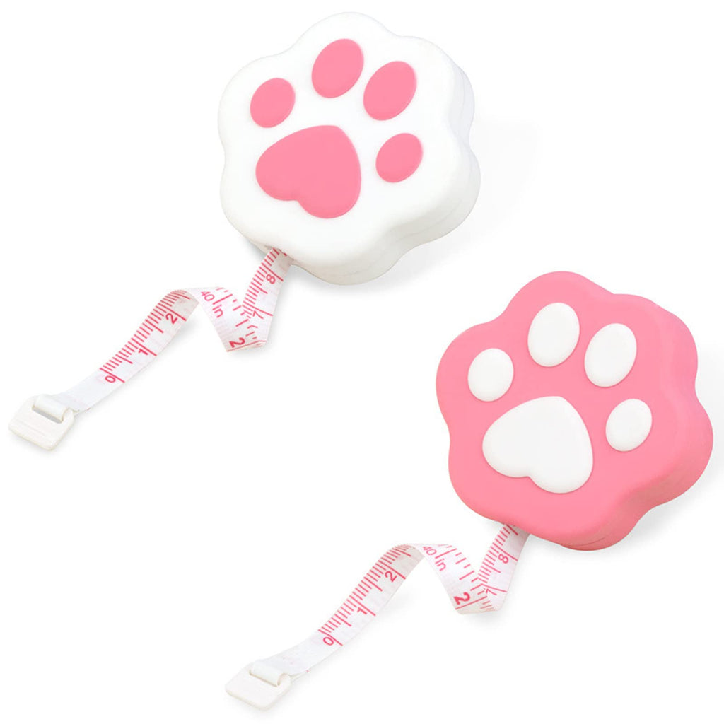  [AUSTRALIA] - 2PCS Measuring Tape for Body Retractable Measuring Tape Cute Cat Paw Shape Measurement Tape Measurement of Waist and Bust Soft Ruler,Tool for Dressmaker Seamstress