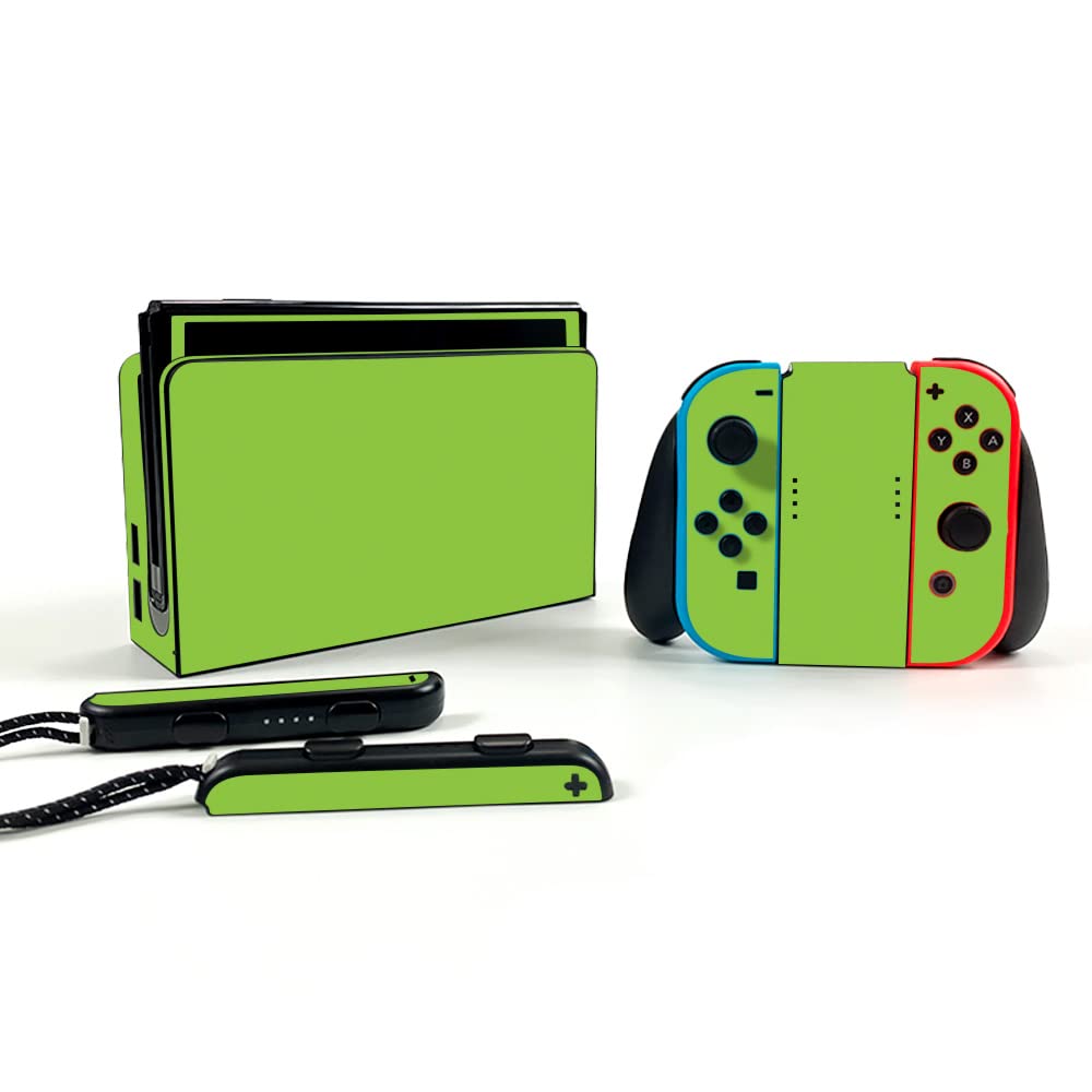  [AUSTRALIA] - MightySkins Skin Compatible with Nintendo Switch OLED - Solid Lime Green | Protective, Durable, and Unique Vinyl Decal wrap Cover | Easy to Apply, Remove and Change Style | Made in The USA
