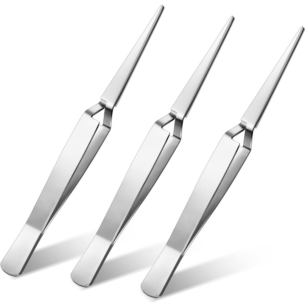  [AUSTRALIA] - Minatee, 3 Pieces Reverse Tweezers Locking for Crafting Cross Electronics Action Forceps Tension Stainless Steel Craft Jewelry Laboratory, Minatee