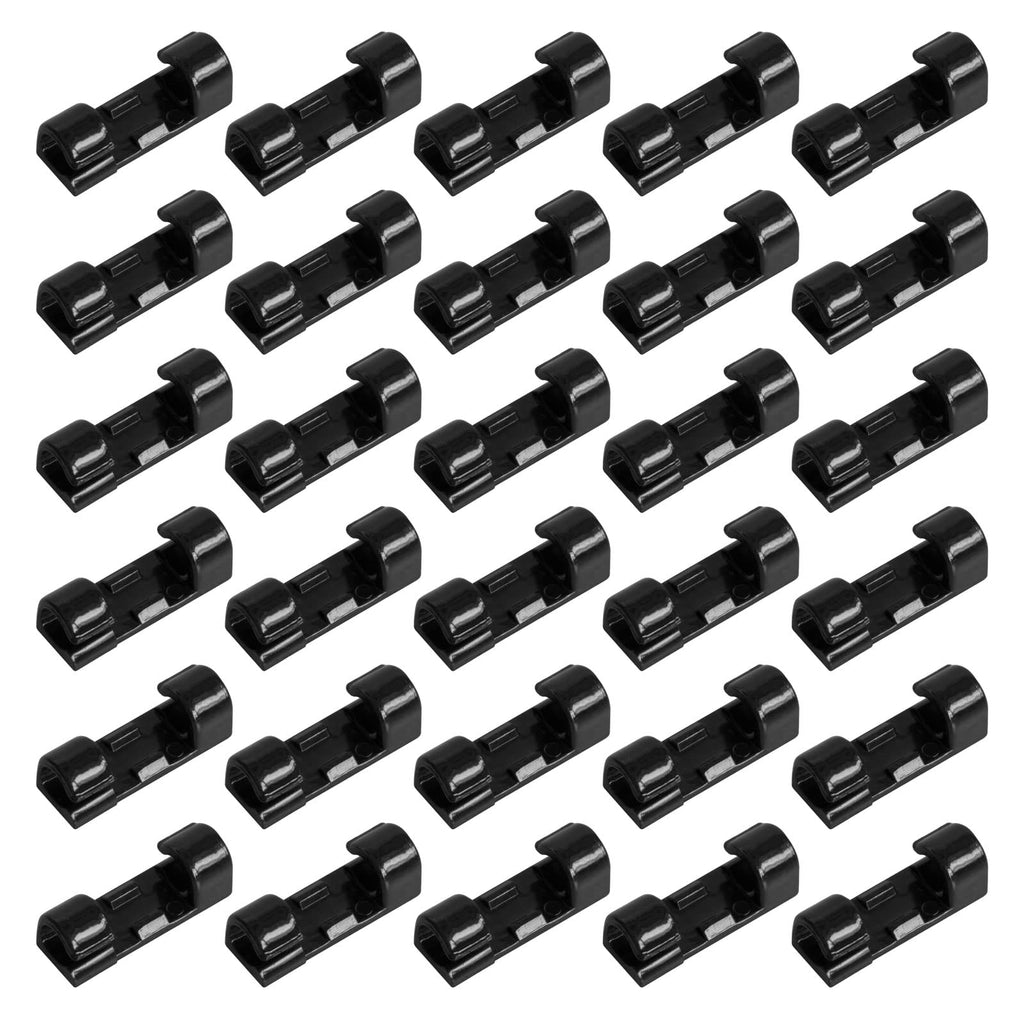  [AUSTRALIA] - 100pcs Cable Clip Black with Self Adhesive Wire Holder Cord Management for Home and Office (S) S