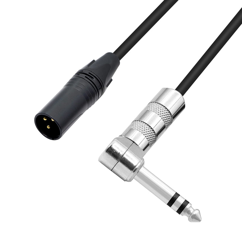  [AUSTRALIA] - PNGKNYOCN 1/4 to XLR Cable 90 Degree Right Angle 6.35 mm TRS Male Plug to XLR Male Plug Audio Stereo Microphone Cable for Speakers, Stage, DJ and More（2M）