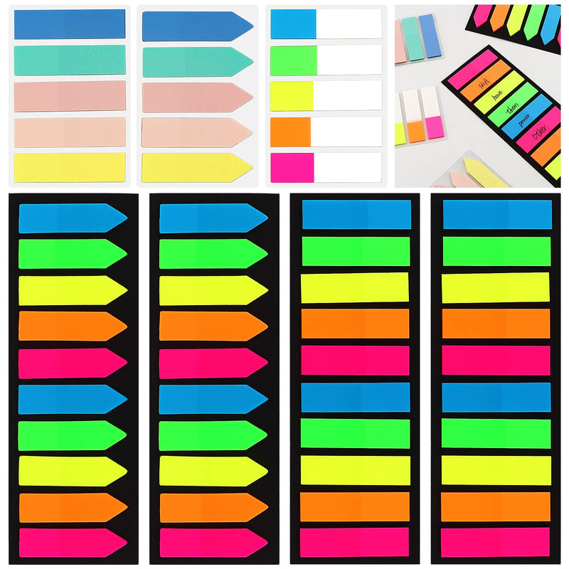  [AUSTRALIA] - 1100 Pieces Sticky Index Tabs Page Flags, ALOTCHE Neon Colorful Book Tabs Translucent Tab Stickers Sticky Tabs for Annotating Books Page Marks Bookmarks Classify File Sticky Tabs 1100 Sheets