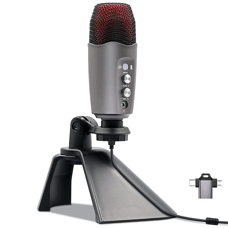  [AUSTRALIA] - Condenser Microphone USB Microphone Computer Microphone plugplay Intelligent Noise Reduction Headphone Output&Volume Control,Mic Gain Control,Mute Button for Vocal,YouTube Podcast on Mac&Windows