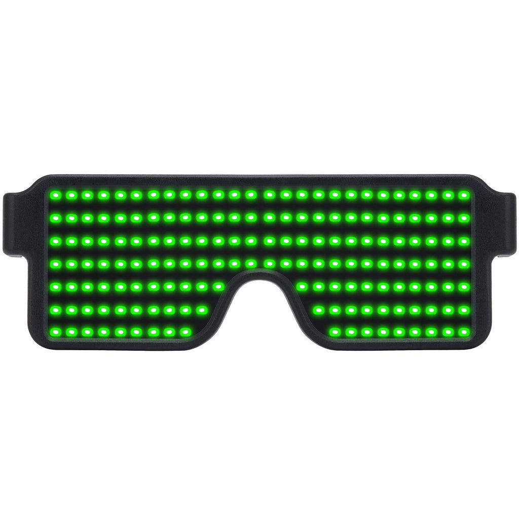  [AUSTRALIA] - LED Glasses Light Up Dynamic Party Favor Glasses Festival Christmas USB Rechargeable LED Rave Glowing Flashing Glasses (Green Light Black Frame) Green Light Black Frame