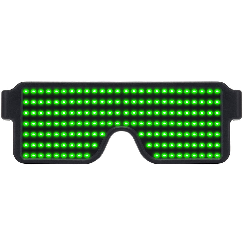  [AUSTRALIA] - LED Glasses Light Up Dynamic Party Favor Glasses Festival Christmas USB Rechargeable LED Rave Glowing Flashing Glasses (Green Light Black Frame) Green Light Black Frame