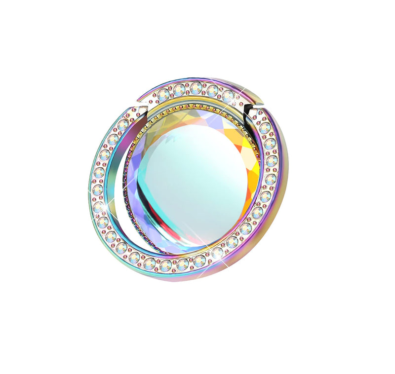  [AUSTRALIA] - lenoup Iridescent Glitter Bling Bling Phone Ring Holder,Sparkle Phone Ring Grip Artificial Stand with Flat Diamond ,Flat Rhinestone Cell Finger Ring for Phones,Pad(Rainbow) Rainbow