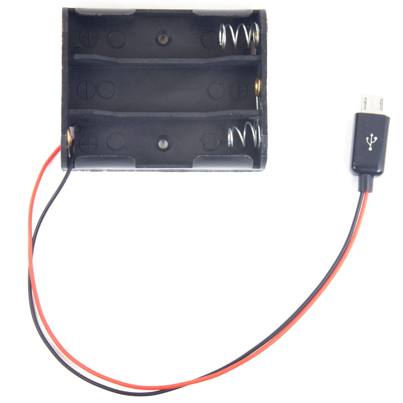  [AUSTRALIA] - whiteeeen 3 x 1.5V AA Total 4.5v Battery Box Holder with USB Micro Socket for Raspberry PI Zero or Micro:bit