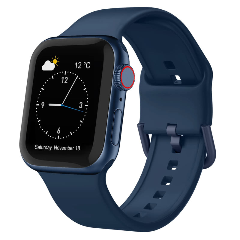 [AUSTRALIA] - Adepoy Compatible with Apple Watch Bands 41mm 40mm 38mm, Soft Silicone Sport Wristbands Replacement Strap with Classic Clasp for iWatch Series SE 7 6 5 4 3 2 1 for Women Men, Abyss Blue 38/40/41mm 38mm/40mm/41mm