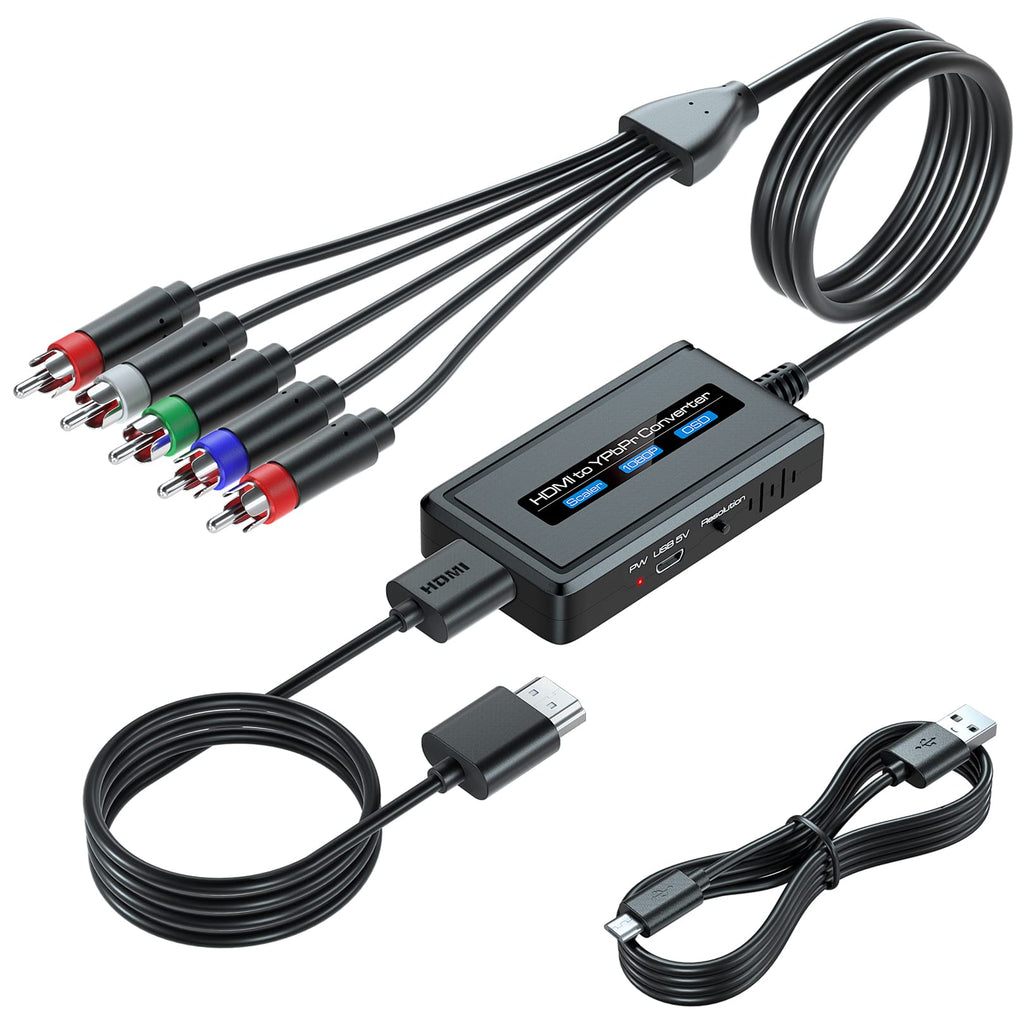 [AUSTRALIA] - HDMI to Component Converter Cable with Scaler Function, 1080P HDMI to YPbPr Scaler Converter with HDMI and Integrated Component Cables, HDMI to RGB Converter, HDMI in Component Out Converter