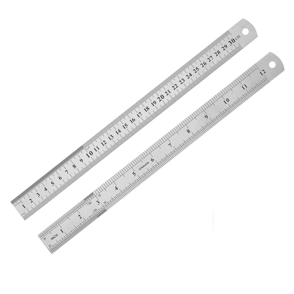  [AUSTRALIA] - 12 Inch Ruler, Pack with Eraser, Stainless Ruler, Metal Ruler, Drafting Tools, Measuring Tools, Ruler Set, Ruler inches and Centimeters, Construction Ruler, Distance Meters for Ruler