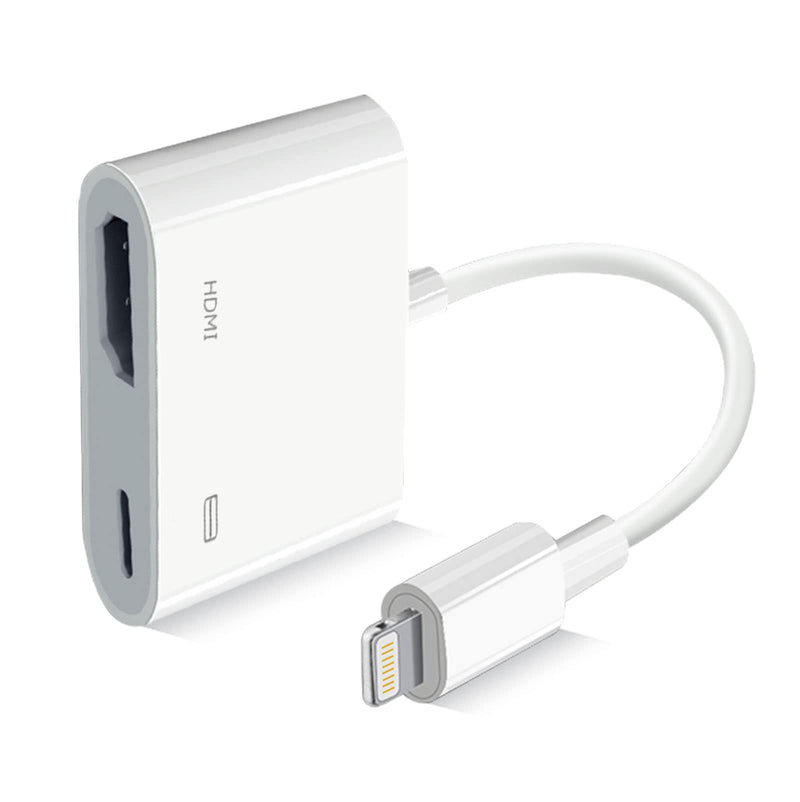  [AUSTRALIA] - Apple Lightning to HDMI Digital AV Adapter,1080P Video & Audio Sync Screen Converter AV Adapter Charging Port for iPhone/iPad 1080P HDMI Converter for HD TV/Projector/Monitor,Support All iOS - White