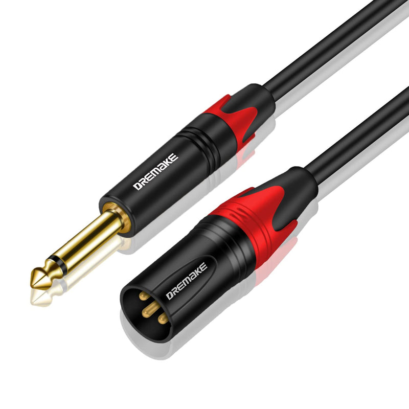  [AUSTRALIA] - DREMAKE Patch Cable XLR to Mono 1/4'' 15FT, 3-Pin XLR to 1/4" TS Speaker Cable, 6.35mm 1/4'' TS Male to XLR Male Audio Stereo Mic Cable for Powered Amplifier Mixing Boards 1/4'' to Male XLR Unbalanced 15FT/4.5M