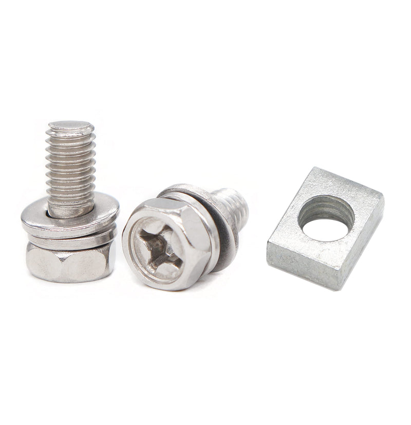  [AUSTRALIA] - cSeao 8-Pack M6x16mm Motorcycle Battery Terminal Screws Bolts and Square Nuts 304 Stainless Steel
