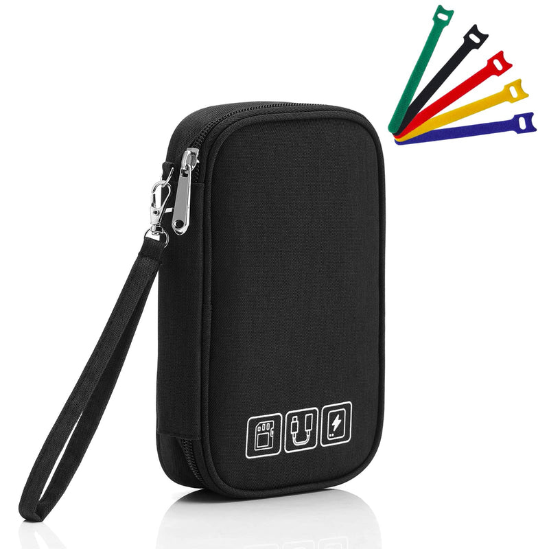  [AUSTRALIA] - Cable Organizer Bag with 10PCS Reusable Cable Ties, Small Travel Electronic Organizer Bag Pouch Portable Electronic Accessories Storage Case for Cable, Cord, Charger, Hard Drive, Earphone, USB(Black) 3. Black+Multicolor Ties