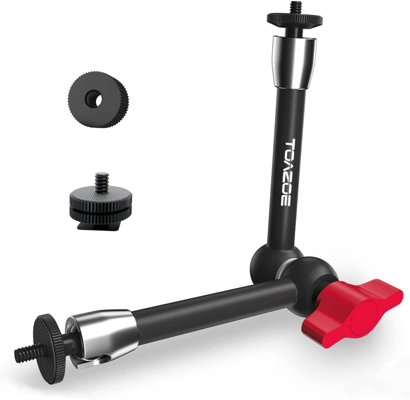  [AUSTRALIA] - TOAZOE 11 Inch Adjustable Articulating Friction Magic Arm with Both 1/4" Thread Screw Compatible with DSLR Camera, LCD Monitor, Fill Light Single Magic Arm