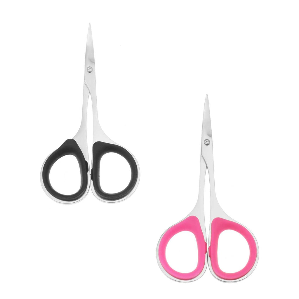  [AUSTRALIA] - 2 Pieces Sewing and Embroidery Scissors Curved, Sharp, Stainless-Steel Design | Precision Tips, Ergonomic Rubber Handle Grip | Small, Compact DIY Use