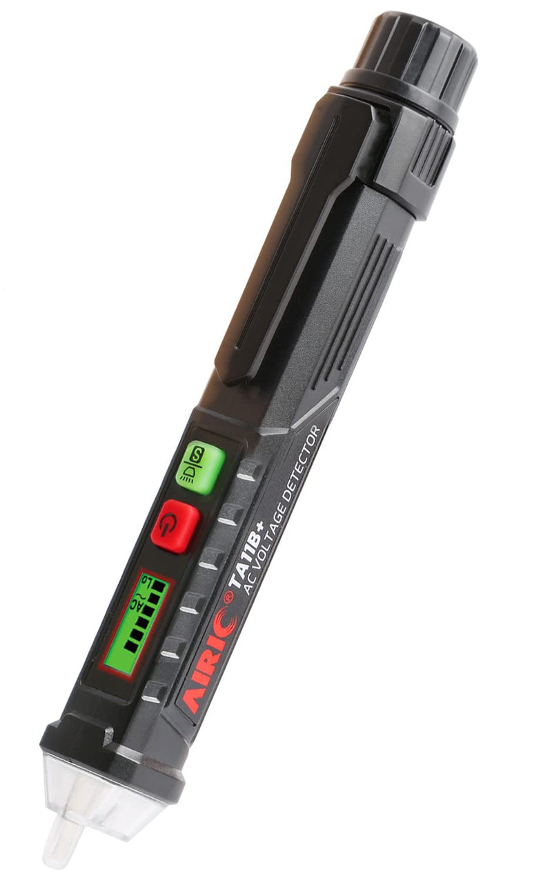 [AUSTRALIA] - Non-Contact AC Voltage Tester Pen, AIRIC Professional Black Electrical Tester with Adjustable Sensitivity, LED Flashlight, Beeper Alarm, 12V-1000V/48V-1000V & Null Live Wire Identify BLACK 12V-1000V(48V-1000V)