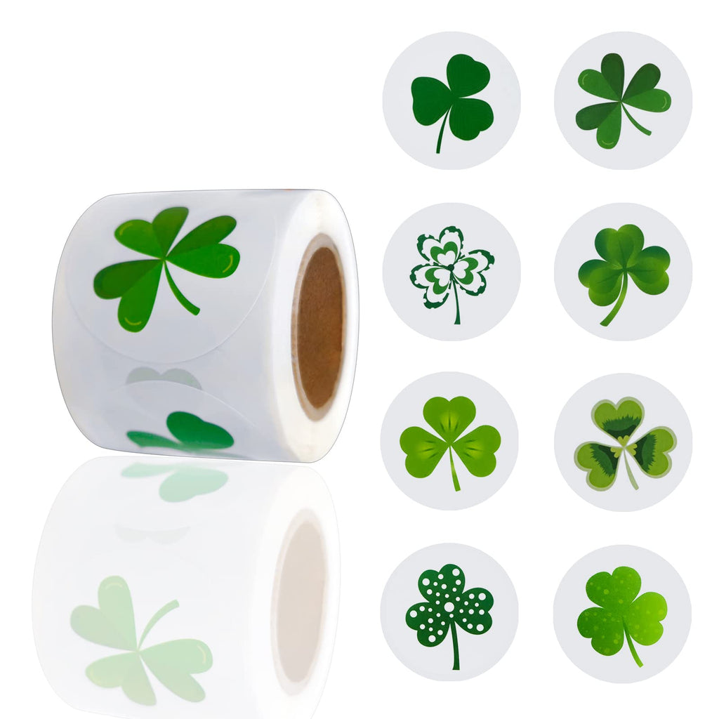  [AUSTRALIA] - 1.5 Inch St. Patrick's Day Stickers Lucky Shamrock Clover Hat Irish Decor Stickers Green Self-Adhesive Labels Teacher Reward Stickers for Classroom, Party Decorations, Packages, 200 Pcs Per Roll