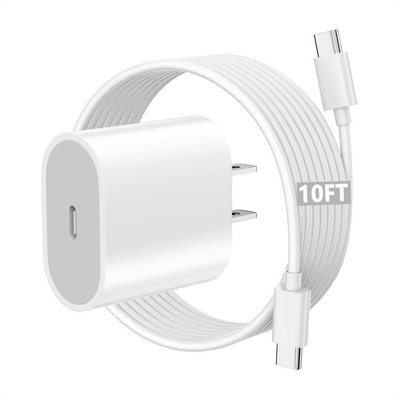  [AUSTRALIA] - iPad Pro Charger [Apple Mfi Certified] 20W USB C Charger with 10ft USB C to C Charging Cable for iPad Pro 12.9, iPad Pro 11 inch 2022/2021/2020/2018, iPad Air 5th/4th Generation, iPad 10, iPad Mini 6 White