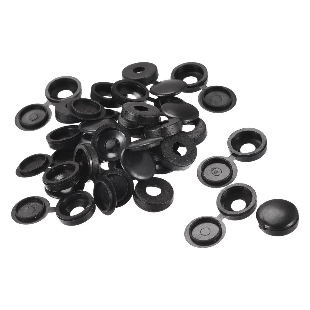  [AUSTRALIA] - uxcell Hinged Screw Cover Caps, 5mm Hole Dia PP Plastic Screw Snap Covers Black 100pcs