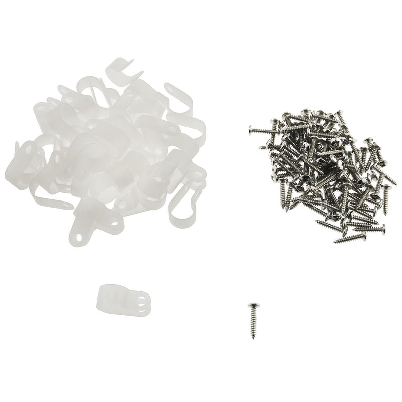  [AUSTRALIA] - E-outstanding 100pcs 1/2 inch (13.2mm) R-Type Cable Clip Nylon Wire Clamp Cable Organize Cord Clips with Mounting Screws for Wire Management Electrical Fittings, White