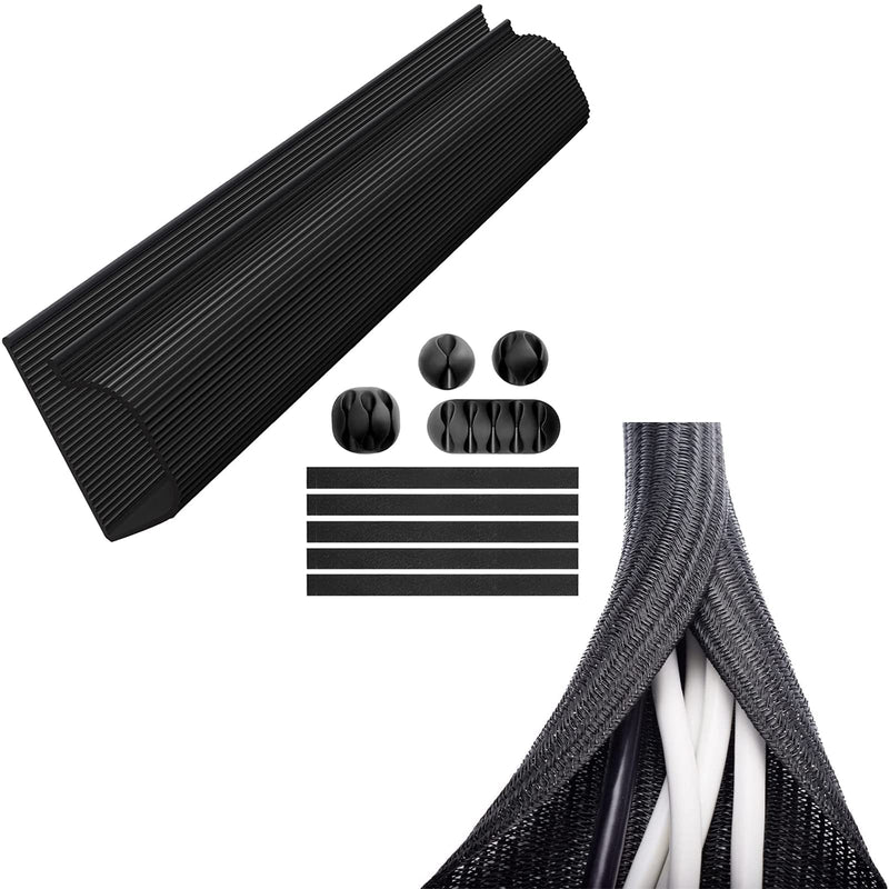  [AUSTRALIA] - ZhiYo Cable Management 31.5in J Channel & 6.6ft 1 inch Cable Sleeve Bundle