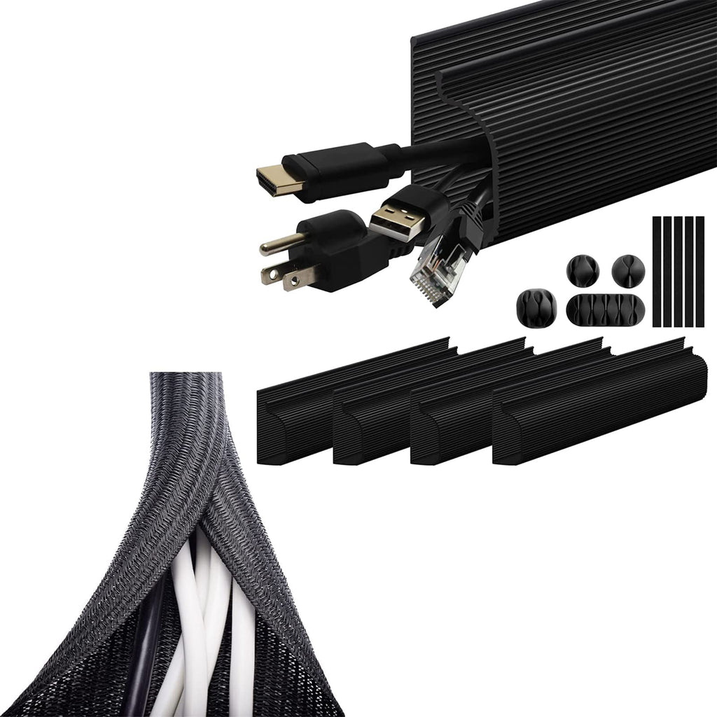  [AUSTRALIA] - ZhiYo J Channel Cable Raceway 63in & 6.6ft 1 inch Cable Sleeve Bundle