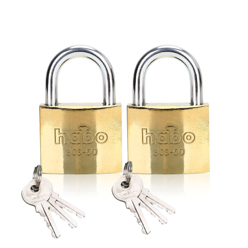  [AUSTRALIA] - Golden Steel Keyed Padlock of 2 Pack, Solid Lock with (50mm) Wide Lock Body, Keyed Padlocks for Sheds, Storage Unit School Gym Locker, Fence, Toolbox, Hasp Storage 50MM-2PACK