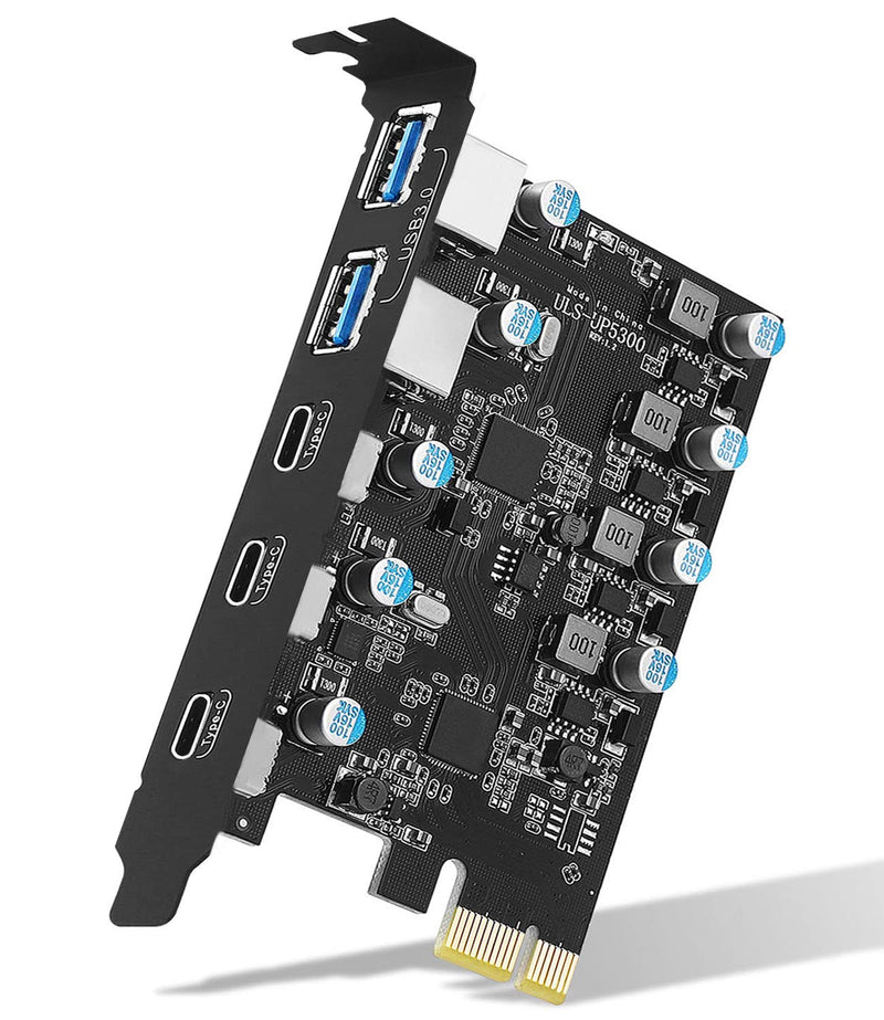  [AUSTRALIA] - YEELIYA PCIe Expansion Card to 5-Port (3X USB C,2X USB 3.0-A ) PCI Express Expansion Card PC Internal USB 3.0 Port Cards for Windows 10/8/7 and MAC OS 10.8.2 Above