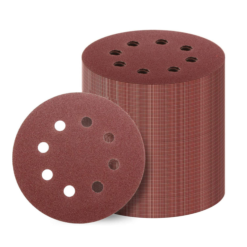  [AUSTRALIA] - 40 Pcs 5 Inch Sanding Discs Sandpaper 8 Hole Hook for Random Orbital Sander 8 Grades Include 60 80 100 120 150 180 240 320 Assorted Grits for Drywall Wood Furniture Finishing