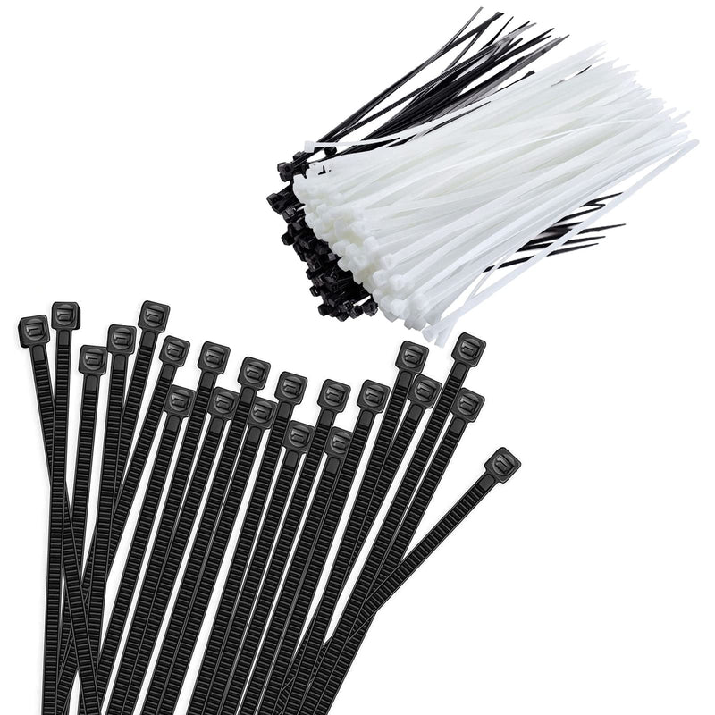  [AUSTRALIA] - 150PCS Cable Zip Ties Heavy Duty 8 Inch 80 Pounds/ 26 Inch 250 Pounds Tensile Strength Premium Plastic Wire Nylon Ties Wraps Indoor Outdoor (8'' 150PCS Black & White) 8'' 150PCS Black & White