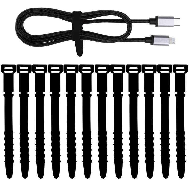  [AUSTRALIA] - Neepanda 12 Pack Reusable Cable Zip Ties, 4.5 Inch Elastic Silicone Cord Organizer Straps for Bundling and Organizing Phone Charging, Cable Wire, Headphones, Management Home Office Table(Black) Black