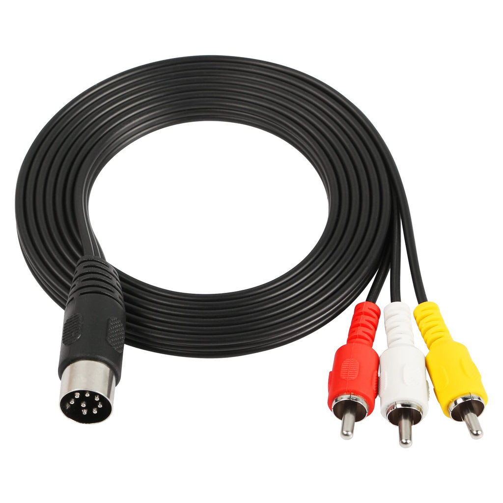  [AUSTRALIA] - CERRXIAN 1.8m 8-Pins Din Male to 3 RCA Male Speaker Audio Cable for Audio Receiver, Musical Instrument