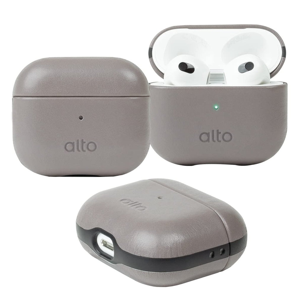  [AUSTRALIA] - Alto Protective Leather Case Cover for Airpods 3 Charging Case, Italian Aniline Leather Accessories for Apple AirPods 3 Men Women, Supports Wireless Charging Front LED Visible (Cement Gray) Cement Gray