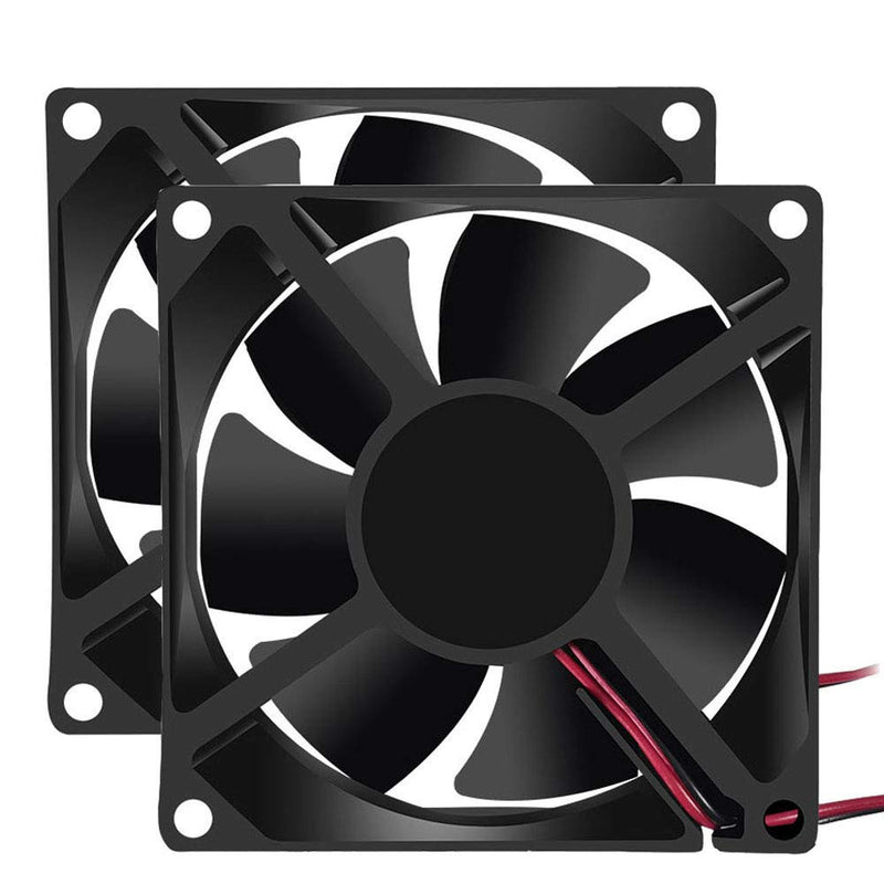  [AUSTRALIA] - 2Pcs 80mm x 80mm x 25mm Dual Ball Bearings Fan DC 12V 8025 Brushless Cooling Fan for Cooling PC Computer Case CPU Coolers Radiators 2pin 12V dualball