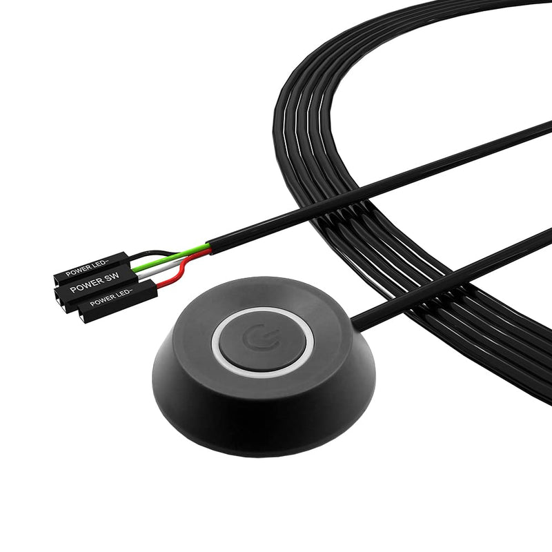  [AUSTRALIA] - DKE PC Power Button Desktop PC Computer Case Power Switch On Off HDD Push Computer Host Button Supply Supplies with 2m Cables - Black