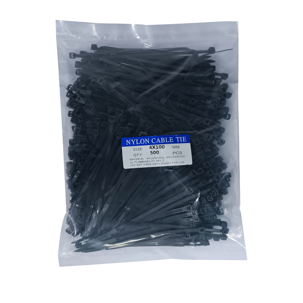  [AUSTRALIA] - 500 pcs 4 inch Cable Zip Ties Heavy Duty, Premium Plastic Wire Ties with 40 LBS Tensile Strength, UV Resistant Cable Ties, Self-Locking Black Nylon Tie Straps (4 x 100 mm, 4 inch) 4 x 100 mm, 4 inch