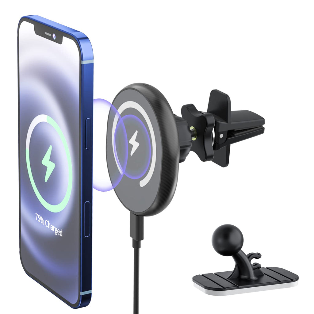 [AUSTRALIA] - Magnetic Wireless Car Charger for iPhone 13/13 Pro/ 13 Pro Max / /13 mini/12/12 Pro/12 mini/12 Pro Max,Mag-Safe Case 15W Fast Charging Car Phone Charger Car Air Vent and Dashboard Phone Holder