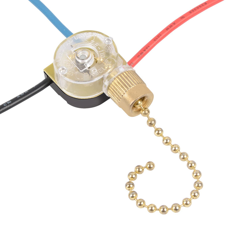 [AUSTRALIA] - Ceiling Light Switch,ZE-110 3 Way 3-Wire Fan Light Switch Replacement Pull Chain Switch Compatible with Hunter Ceiling Fan (Brass chain) Brass