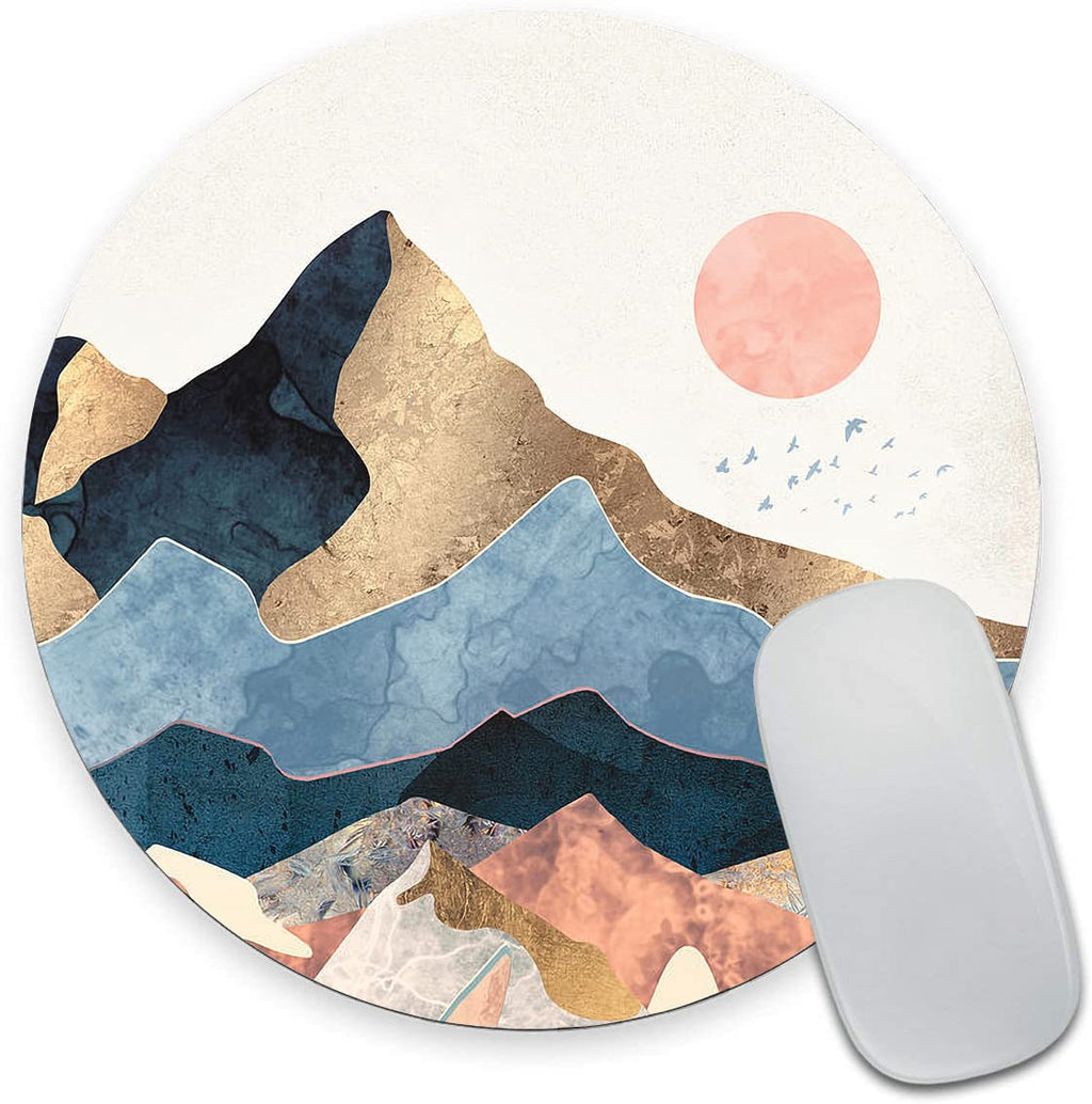  [AUSTRALIA] - Armanza Mouse Pad, Sunrise Mountain Mouse Pad, Cute Small Round Mousepad for Laptop Office Desk, Waterproof Non-Slip Rubber Base Computer Mouse Pads for Wireless Mouse, Abstract Mountain 02 Sunrise